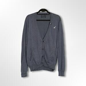 LRG Core Collection Cardigan Mens L Navy Heather Knit Button Front
